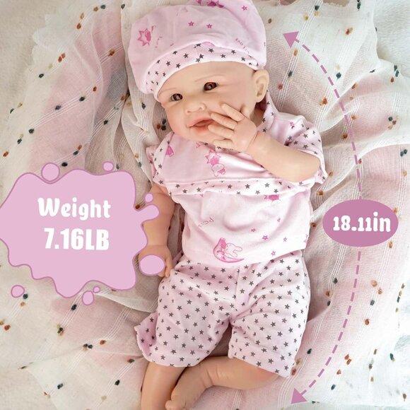 19.49in Full Silicone Non Vinyl ivory Smiling Baby Dolls BOY Reborn Baby Doll - Picture 6 of 7